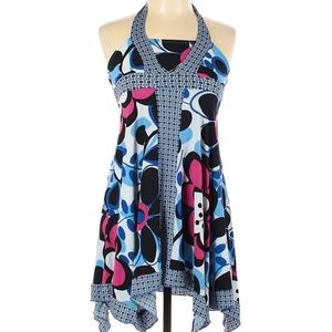 Candie's Dress Size 10 Asymmetrical Halter Floral Multicolor Casual Sleeveless
